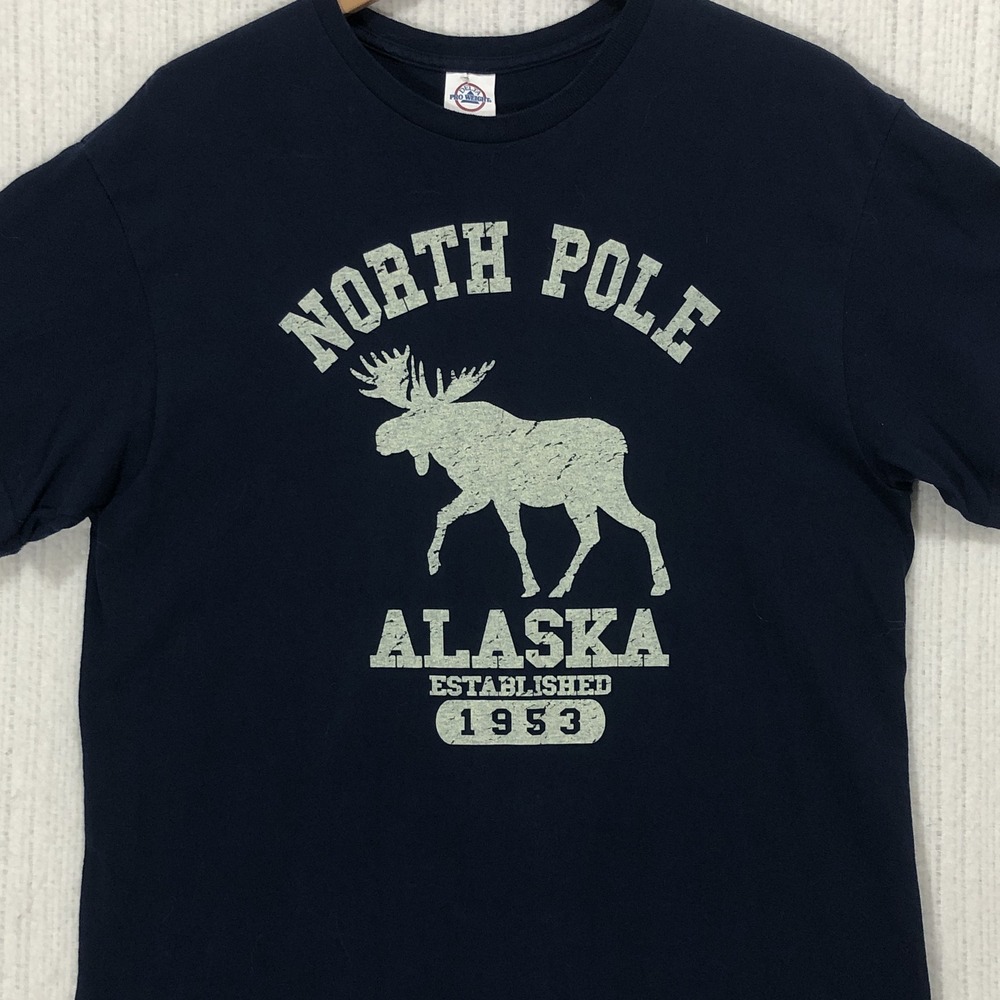 Delta Pro Weight North Pole Alaska Moose Graphic Tee Navy Blue Large